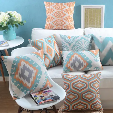 Linen Pillow Cover Vintage Blue Orange Geometric Cushion Cover Nordico Style Home Decorative Pillow Case 45x45cm/30x50cm
Linen Pillow Cover Vintage Blue Orange Geometric Cushion Cover Nordico Style Home Decorative Pillow Case 45x45cm/30x50cm