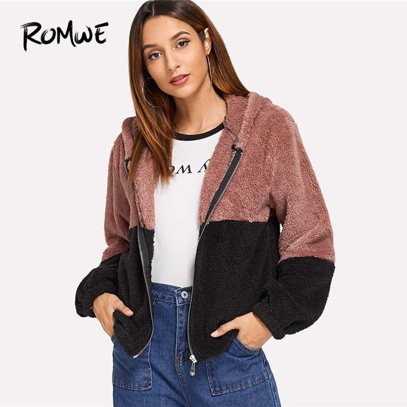 ROMWE Colorblock Hooded Teddy Jacket Womens Jackets And Coats Casual Autumn Clothing Fashion Zipper Long Sleeve Outerwear
ROMWE Colorblock Hooded Teddy Jacket Womens Jackets And Coats Casual Autumn Clothing Fashion Zipper Long Sleeve Outerwear