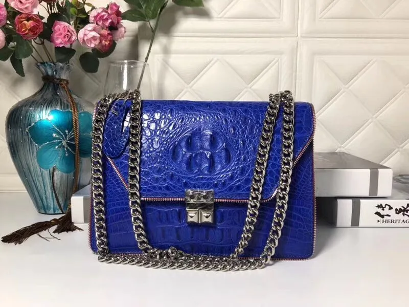 Authentic Crocodile Skin Silver Chain Strap Lady Messenger Bag Genuine Alligator Leather Women Evening Purse Female Shoulder Bag
Authentic Crocodile Skin Silver Chain Strap Lady Messenger Bag Genuine Alligator Leather Women Evening Purse Female Shoulder Bag