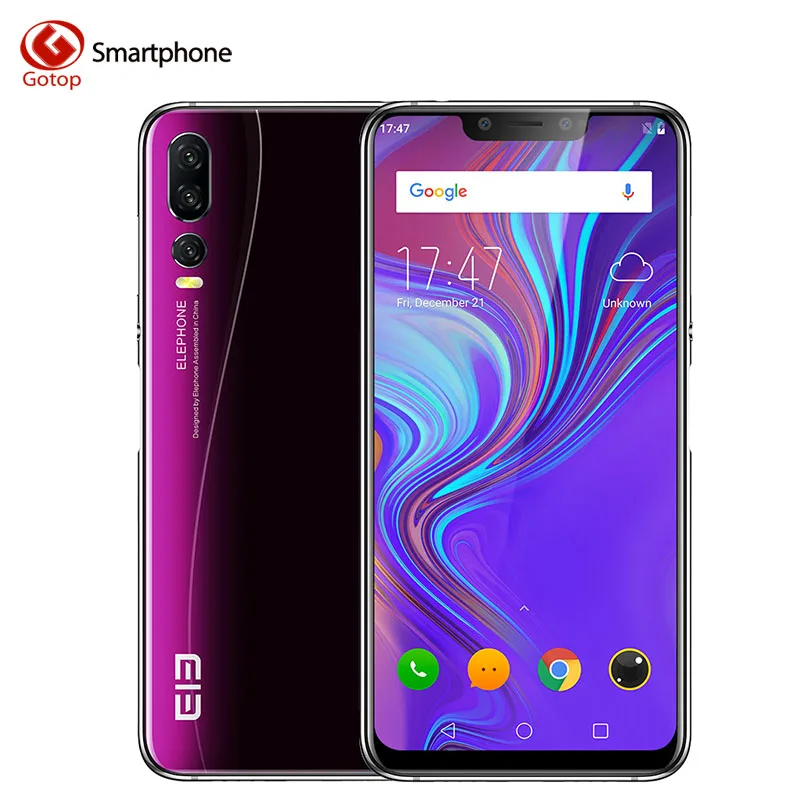 Elephone A5 6.18 Inch Mobile Phone Android 8.1 MT6771 Octa Core FHD+ U-Notch Screen 4GB RAM 64GB ROM 20MP 4000mah 4G Smartphone
Elephone A5 6.18 Inch Mobile Phone Android 8.1 MT6771 Octa Core FHD+ U-Notch Screen 4GB RAM 64GB ROM 20MP 4000mah 4G Smartphone