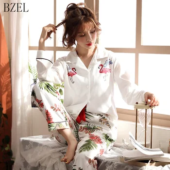 BZEL Long Sleeve Cotton Pajamas Set Cartoon Flamingo Sleepwear Women Nightwear Pijama Mujer Pyjama Femme 2pcs/set Big Yard M-3XL
BZEL Long Sleeve Cotton Pajamas Set Cartoon Flamingo Sleepwear Women Nightwear Pijama Mujer Pyjama Femme 2pcs/set Big Yard M-3XL