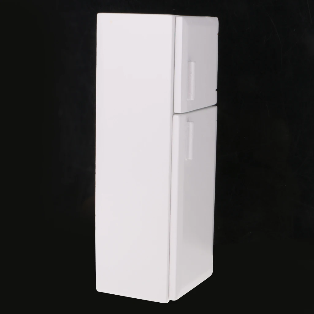 1/12 Dollhouse Miniature Kitchen White Wooden Fridge Refrigerator Freezer 1:12 Doll House Decor Classic Toys for Child Kids Gift