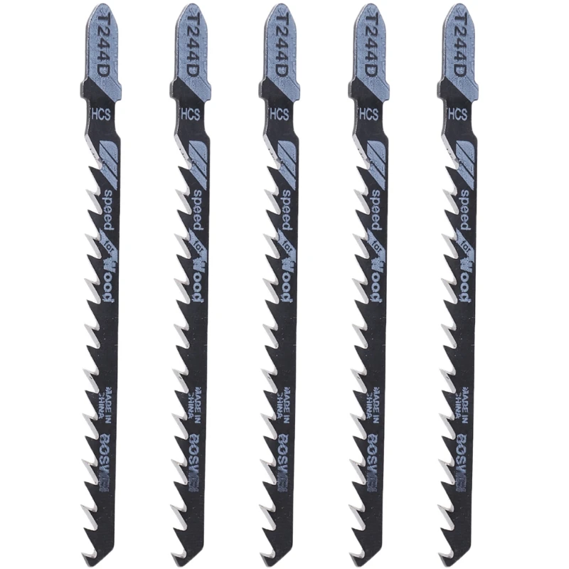 

5PCS T244D HCS T-Shank Curved Jig Saw Blades Cutting Tool For Wood Cutting Reciprocating Saw Blades