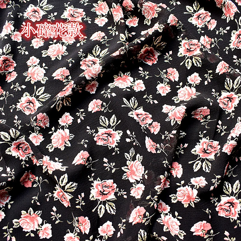 New nano-crepe chiffon fabrics summer printed fabrics black background small floral soft high-grade clothing
New nano-crepe chiffon fabrics summer printed fabrics black background small floral soft high-grade clothing