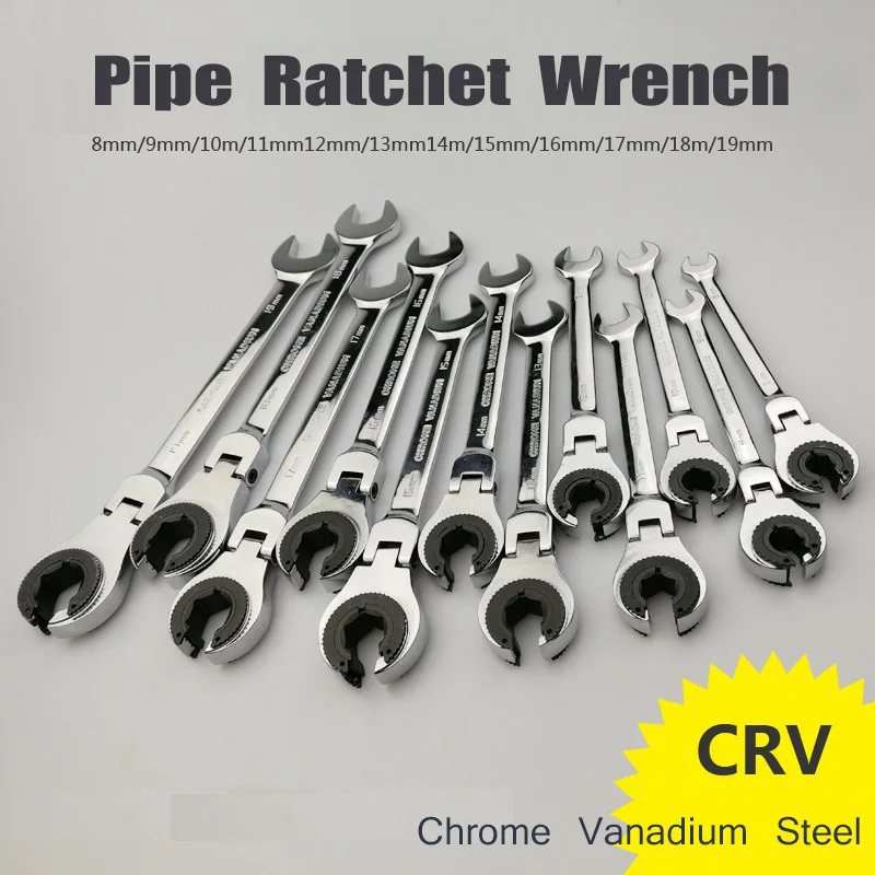 

8mm Active Header Dual-use Fast Openings Ratchet Wrench Tubing Wrenches Horns 72 Tooth Chrome-Vanadium Alloy Steel S Set