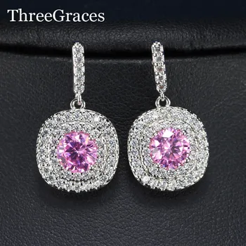 ThreeGraces Lovely Design Micro Pave White Gold Color Hot Pink Cubic Zirconia Round Drop Halo Earrings For Women ER083
ThreeGraces Lovely Design Micro Pave White Gold Color Hot Pink Cubic Zirconia Round Drop Halo Earrings For Women ER083