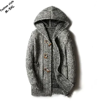 2018 Autumn and Winter mens long sleeve hooded sweaters causal Horn button cardigan thick knitted outerwear fashion mens coats
2018 Autumn and Winter mens long sleeve hooded sweaters causal Horn button cardigan thick knitted outerwear fashion mens coats