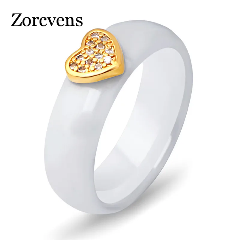 ZORCVENS New Fashion white Black Ceramic Ring CZ Zircon Jewelry Engagement Promise Gold Color Heart Wedding rings for Women
ZORCVENS New Fashion white Black Ceramic Ring CZ Zircon Jewelry Engagement Promise Gold Color Heart Wedding rings for Women
