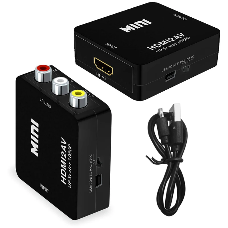 Новый композитный AV видео конвертер адаптер мини HDMI в 3RCA CVBS для ТВ PS3 VHS VCR DVD Черный