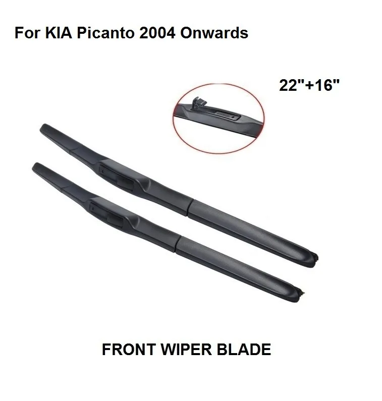 Kia Picanto 2004 ON 22" 16" Dynamic Wiper Blades Flat Windscreen U-Hook 22 16 
