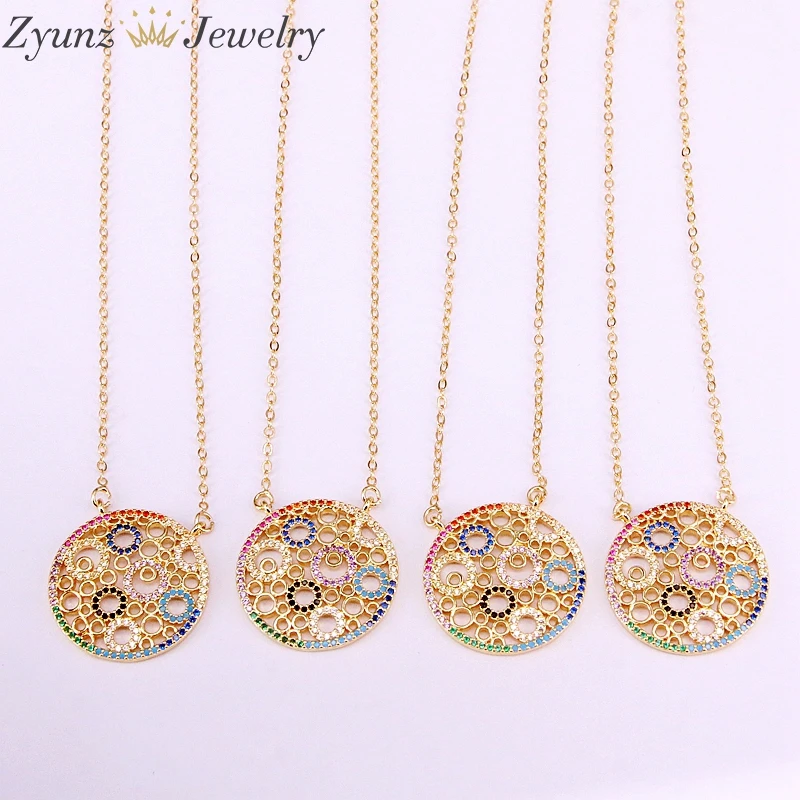 5PCS, Multi Crystal Fashion Pendant Gold Color Rainbow Zirconia CZ Micro Paved Round Pendant Necklaces For Women Jewelry
5PCS, Multi Crystal Fashion Pendant Gold Color Rainbow Zirconia CZ Micro Paved Round Pendant Necklaces For Women Jewelry