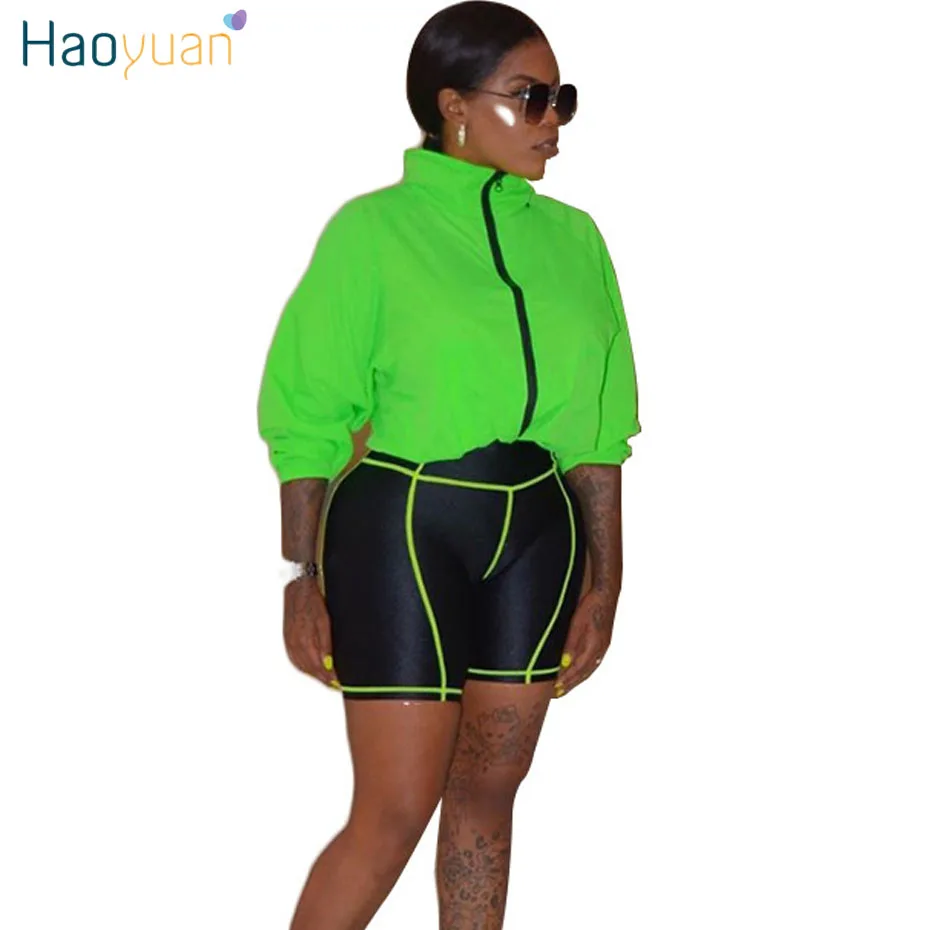 HAOYUAN Neon 2 Piece Set Women Tracksuit Festival Clothing Long Sleeve Top and Stripe Biker Shorts Sweat Suits Two Piece Outfits
HAOYUAN Neon 2 Piece Set Women Tracksuit Festival Clothing Long Sleeve Top and Stripe Biker Shorts Sweat Suits Two Piece Outfits