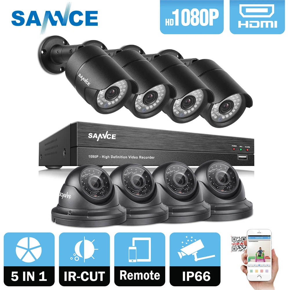 SANNCE 8CH 1080P 2MP CCTV DVR Recorder 4PCS 1080P HD 1920*1080 In/Outdoor Security Bullet Dome Camera System & 1TB HDD Onvif
SANNCE 8CH 1080P 2MP CCTV DVR Recorder 4PCS 1080P HD 1920*1080 In/Outdoor Security Bullet Dome Camera System & 1TB HDD Onvif