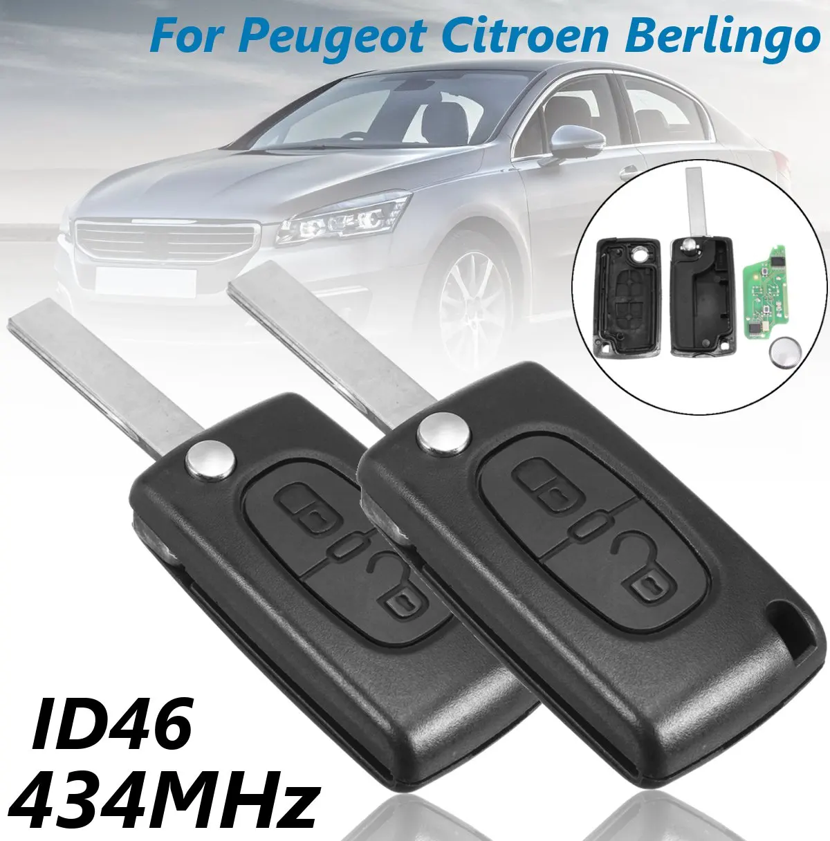 2Pcs 2 Buttons Lock Unlock VA2 Blade CR1620 Remote Keys w/ ID46 Chip For Peugeot For Citroen Berlingo
2Pcs 2 Buttons Lock Unlock VA2 Blade CR1620 Remote Keys w/ ID46 Chip For Peugeot For Citroen Berlingo