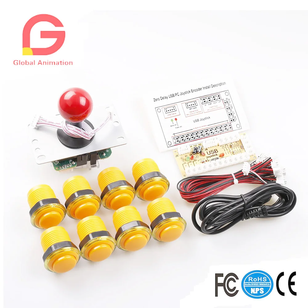 Arcade Game DIY Kit 8X Arcade Push Button with Translucent Rim + 1X Zero Daley USB Encoder + 1X 5Pin 8Way Joystick For PC
Arcade Game DIY Kit 8X Arcade Push Button with Translucent Rim + 1X Zero Daley USB Encoder + 1X 5Pin 8Way Joystick For PC