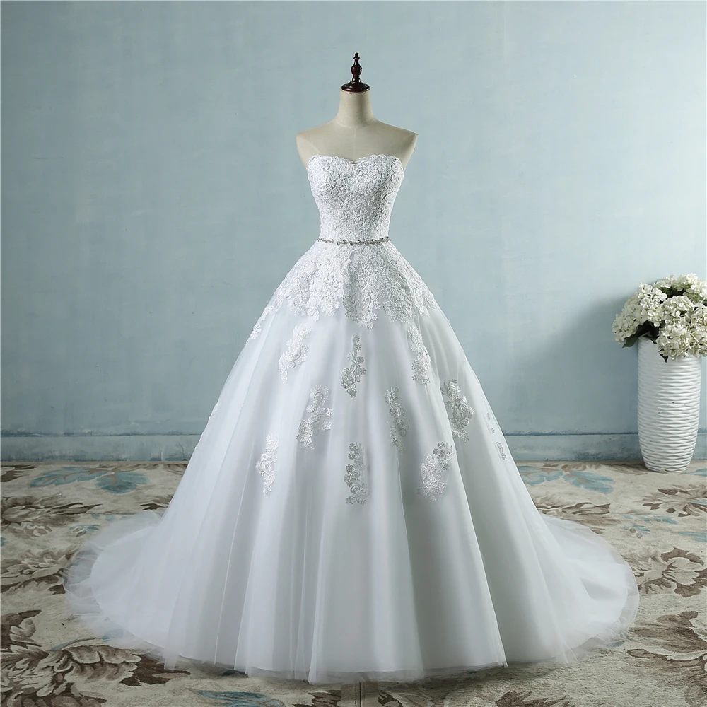 ZJ9032 2017 lace flower Sweetheart White Ivory Fashion Sexy Wedding Dresses for brides plus size maxi size 2-26W 11