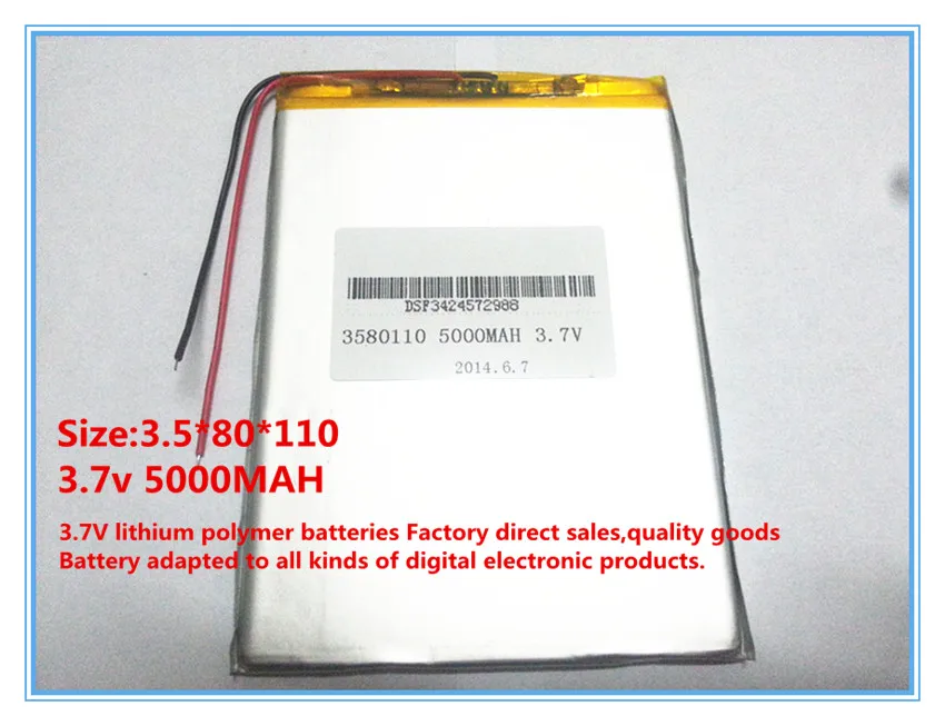 Original Li-ion battery 3.7v tablet 3.7v 5000mah (Approx) for 8 inch N83,N86 A85,A86 rechargeable battery for Tablet PC 3580110
Original Li-ion battery 3.7v tablet 3.7v 5000mah (Approx) for 8 inch N83,N86 A85,A86 rechargeable battery for Tablet PC 3580110