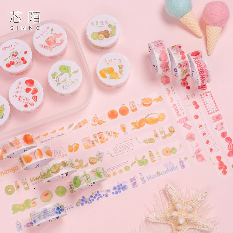 15mm wide Strawberry/Cherry/Kiwifruit/Orange/Honey Peach/Mango decoration washi tape DIY planner scrapbooking masking tape
15mm wide Strawberry/Cherry/Kiwifruit/Orange/Honey Peach/Mango decoration washi tape DIY planner scrapbooking masking tape