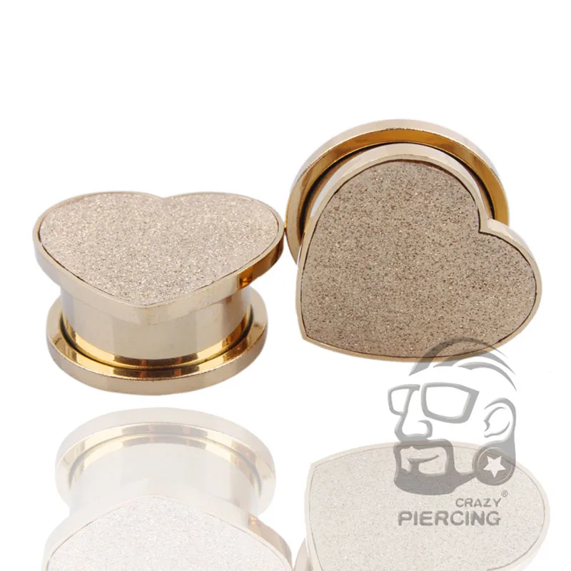 2PCS Gold Sandpaper Heart Ear Gauges Plugs Tunnels Earring 316L Stainless Steel Ear Expander Ear Stretcher Body Piercing Jewelry
2PCS Gold Sandpaper Heart Ear Gauges Plugs Tunnels Earring 316L Stainless Steel Ear Expander Ear Stretcher Body Piercing Jewelry