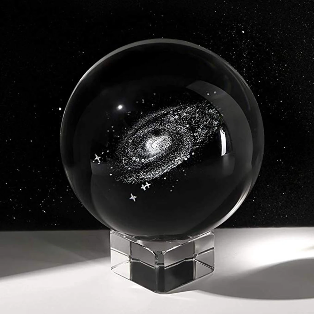 80mm Galaxy Glass Crystal Ball Astronomical Science Model Photography Photo Props Home Office Decor NO STAND