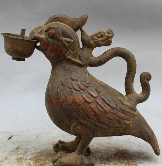 Collectible bronze S1221 11" Old Chinese handwork Purple Bronze Dragon Phoenix Bird Statue Candle Stick B0403
Collectible bronze S1221 11" Old Chinese handwork Purple Bronze Dragon Phoenix Bird Statue Candle Stick B0403