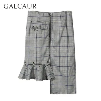 GALCAUR Spring Womens Skirts High Waist Ruffle Zipper Asymmetrical Plaid Skirts For Women Casual Clothing 2020 Fashion Tide
GALCAUR Spring Womens Skirts High Waist Ruffle Zipper Asymmetrical Plaid Skirts For Women Casual Clothing 2020 Fashion Tide