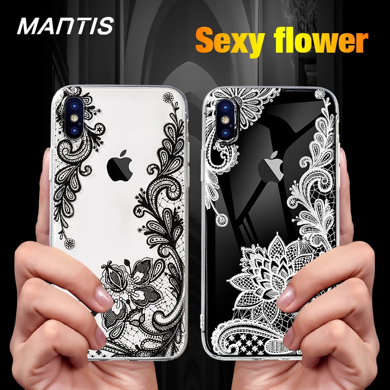 MANTIS Datura Lace Case for iPhone 6 6s 7 8 Plus Soft TPU Phone Bag Cover Floral Silicone X XS XR Max 5 5s SE | Мобильные телефоны