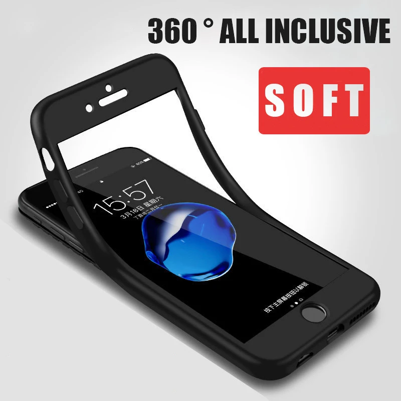Hot 360 Degree Full Cover Silicone Phone Case For iPhone 7 8 Protective Cases Soft TPU Shell For iPhone 6 6S Plus X 5 5S SE Capa
Hot 360 Degree Full Cover Silicone Phone Case For iPhone 7 8 Protective Cases Soft TPU Shell For iPhone 6 6S Plus X 5 5S SE Capa