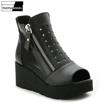 Fashion Platform Wedge Peep Toe Mesh Women Sandals 2019 Summer New Hollow Out Boots Side Zipper Gladiator Sandals Chunky Heels 
Fashion Platform Wedge Peep Toe Mesh Women Sandals 2019 Summer New Hollow Out Boots Side Zipper Gladiator Sandals Chunky Heels