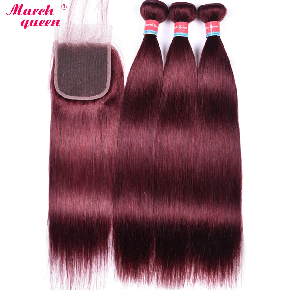 March Queen #99J Brazilian Straight Hair 3 Bundles With 4x4" Lace Closure Red Wine Color Human Hair Weave Non Remy Hair
March Queen #99J Brazilian Straight Hair 3 Bundles With 4x4" Lace Closure Red Wine Color Human Hair Weave Non Remy Hair