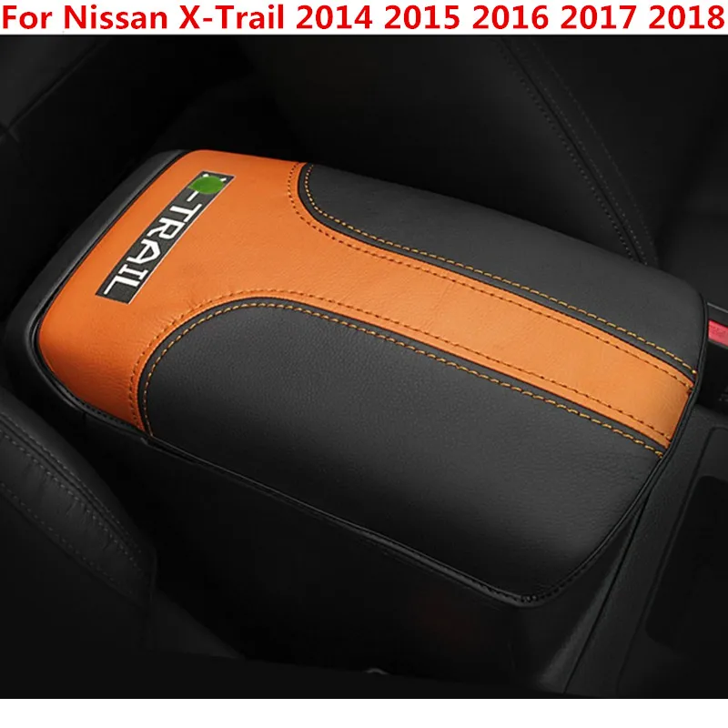 

For Nissan X-Trail X Trail T32 Rogue 2014 - 2018 Car Central armrest box 3D design Artificial Leather cover accessories