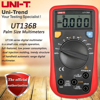 UNI-T UT136B Palm Size Multimeters, Auto Range DMM Resistance / Capacitance / Frequency / Duty Cycle / Diode Test LCD Backlight
UNI-T UT136B Palm Size Multimeters, Auto Range DMM Resistance / Capacitance / Frequency / Duty Cycle / Diode Test LCD Backlight