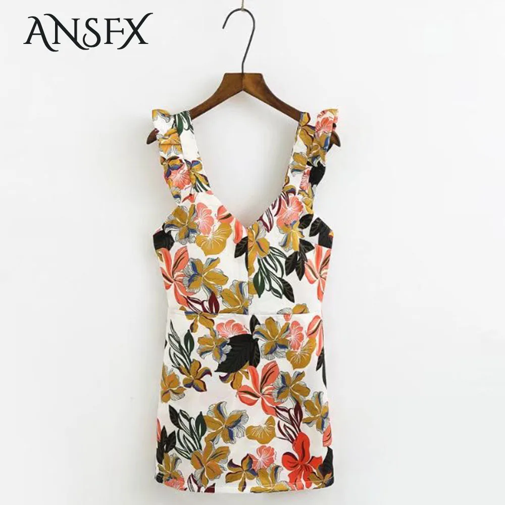 ANSFX Sexy Colorful Tropical Ethnic Flower Print Ruffles Shorts Casual Rompers Playsuits Fashion Women Deep V-Neck New K17-04-18
ANSFX Sexy Colorful Tropical Ethnic Flower Print Ruffles Shorts Casual Rompers Playsuits Fashion Women Deep V-Neck New K17-04-18