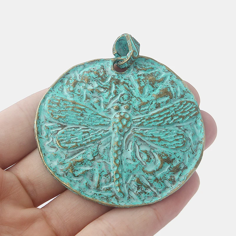 2 шт. круглые подвески в виде стрекозы из античной бронзы|pendant jewelry findings|greek bronzecharm