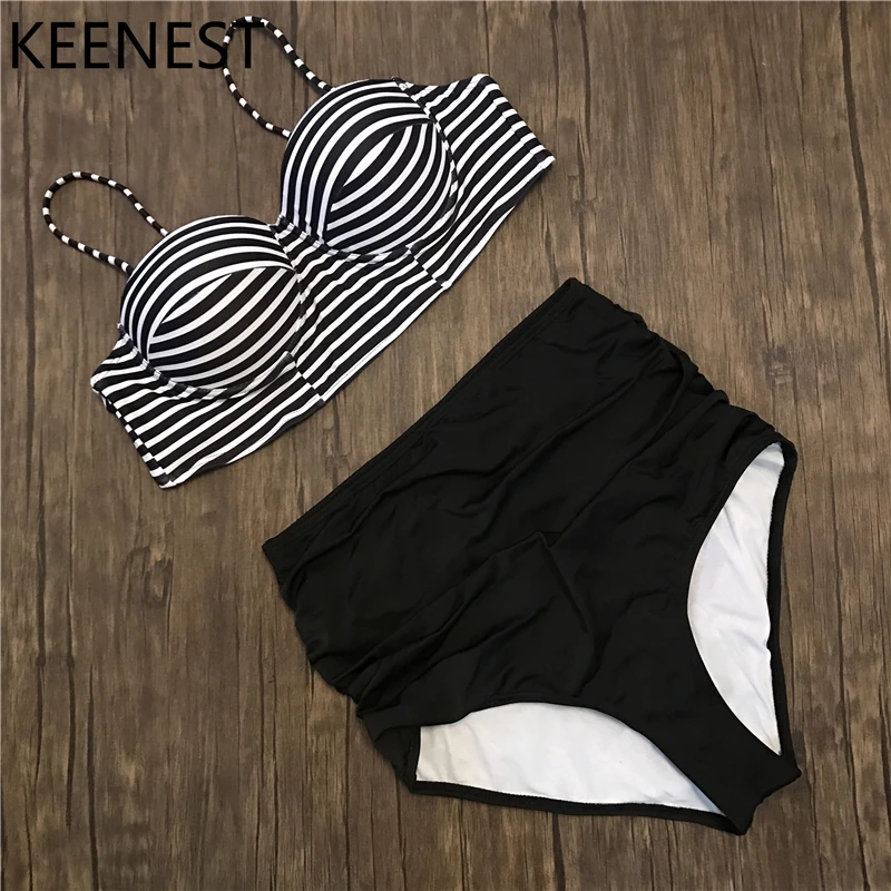 Женское бикини пуш ап с завышенной талией без бретелек|vintage girl|vintage swimsuitvintage swimwear |