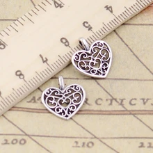 20 piezas dijes hollow lovely heart 16x14mm tibetano Chapado en plata colgantes joyería antigua fabricación de artesanía hecha a mano DIY(China)