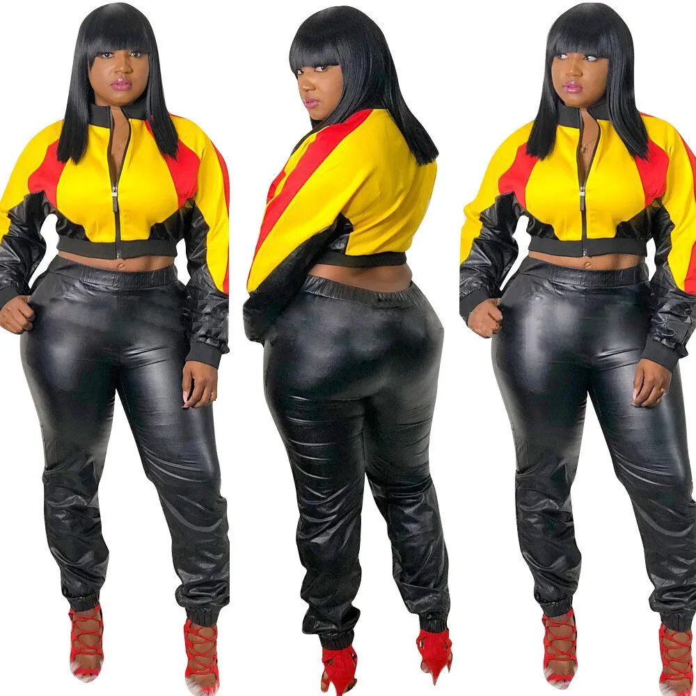 Pu Leather Women Two Piece Set Short Outfits Crop Top And Pants Tracksuit Women Casual Long Sleeve Jackets Matching Set
Pu Leather Women Two Piece Set Short Outfits Crop Top And Pants Tracksuit Women Casual Long Sleeve Jackets Matching Set