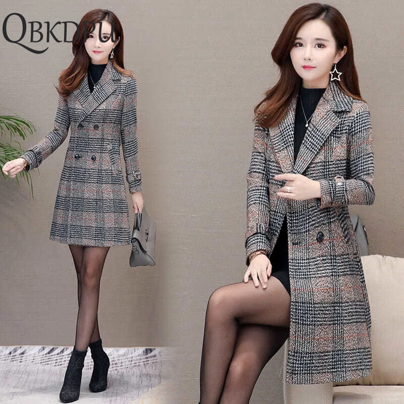 Winter Women Wool Blends Casual Jacket Plaid Trench Coat Elegant Slim Thick Outerwear Cardigan Female Cashmere Overcoat 2019 New
Winter Women Wool Blends Casual Jacket Plaid Trench Coat Elegant Slim Thick Outerwear Cardigan Female Cashmere Overcoat 2019 New