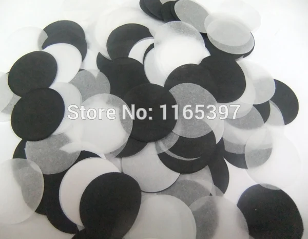 

Freeship vintage 1KG 0.5KG ROUND 2.5cm black white biodegradable tissue paper confetti wedding birthday party table decoration