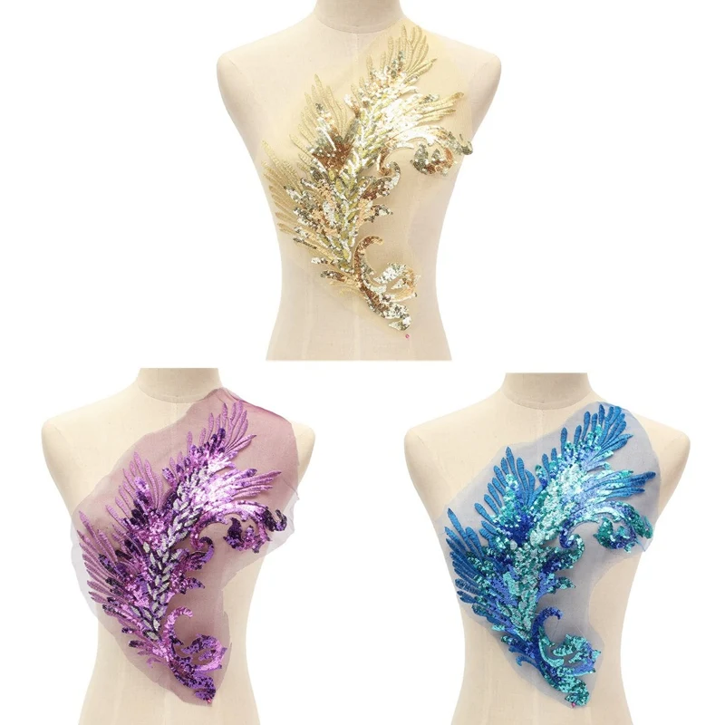 1PCS Embroidered Sequins Peacock Feather Wing Patches Sewing Applique DIY Trim For Lady Garment Dress Cheongsam Craft Decoration
1PCS Embroidered Sequins Peacock Feather Wing Patches Sewing Applique DIY Trim For Lady Garment Dress Cheongsam Craft Decoration