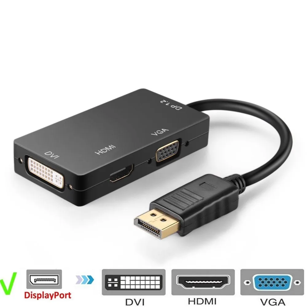 3 в 1 дисплей Порты и разъёмы DP To HDMI -compatibleDVI VGAAdapter кабель 1080PDisplay конвертер разъема