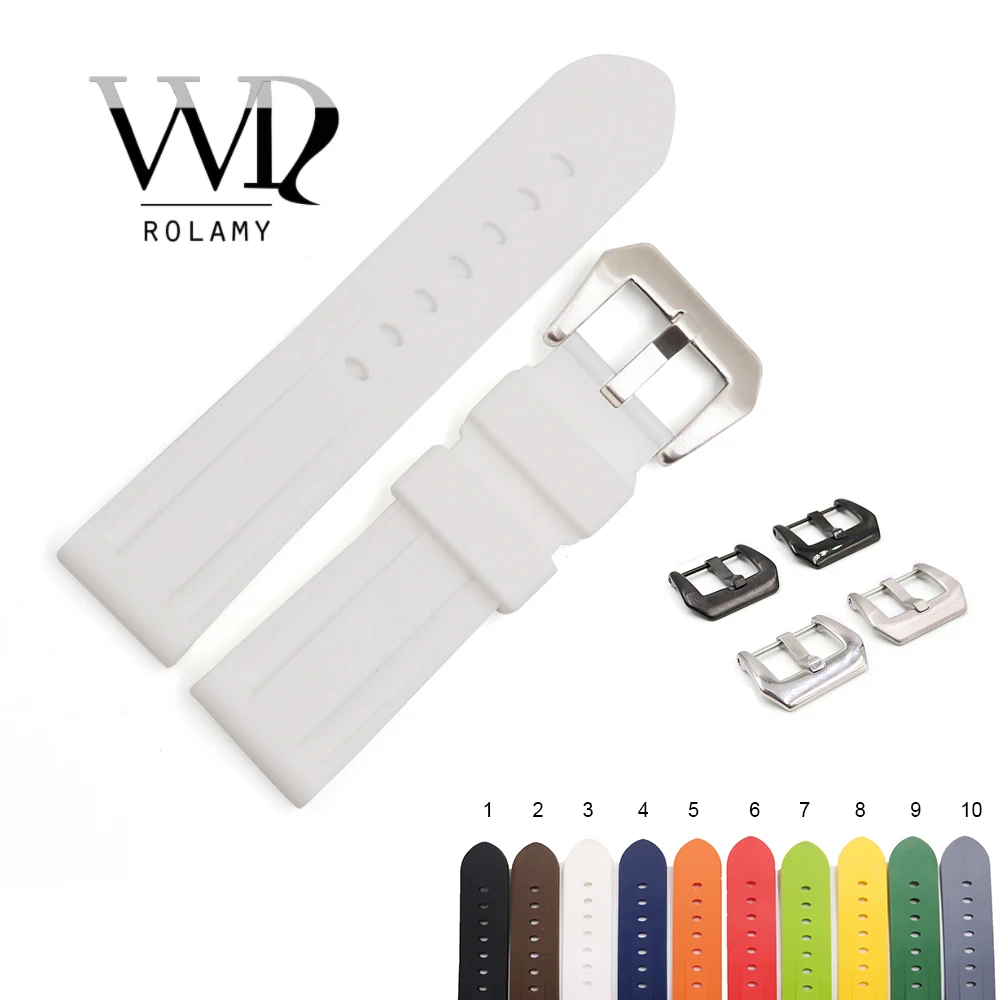 Rolamy 22 24mm Wholesale White Black Brown Waterproof Silicone Rubber Replacement Watch Band Loops Strap For Panerai Luminor
Rolamy 22 24mm Wholesale White Black Brown Waterproof Silicone Rubber Replacement Watch Band Loops Strap For Panerai Luminor