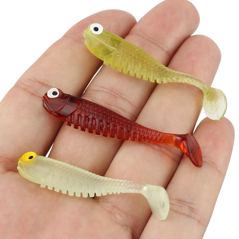 30PCS/Lot Three Color Silicone Fish Shaped Fishing Lure Artificial Lure Bait 5.5cm Soft Tiddler Bait
30PCS/Lot Three Color Silicone Fish Shaped Fishing Lure Artificial Lure Bait 5.5cm Soft Tiddler Bait