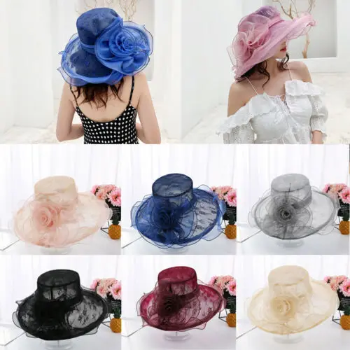 new Women lace casual Kentucky Derby floral Sun Hat adult Wide Brim fashion Wedding Tea solid yarn Party Church Organza Hats
new Women lace casual Kentucky Derby floral Sun Hat adult Wide Brim fashion Wedding Tea solid yarn Party Church Organza Hats