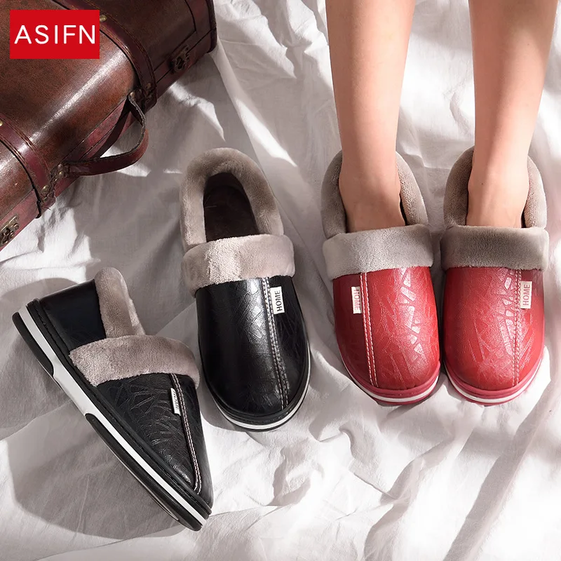 Winter home indoor waterproof non-slip cotton slippers female pu leather thick bottom couple slippers.
Winter home indoor waterproof non-slip cotton slippers female pu leather thick bottom couple slippers.
