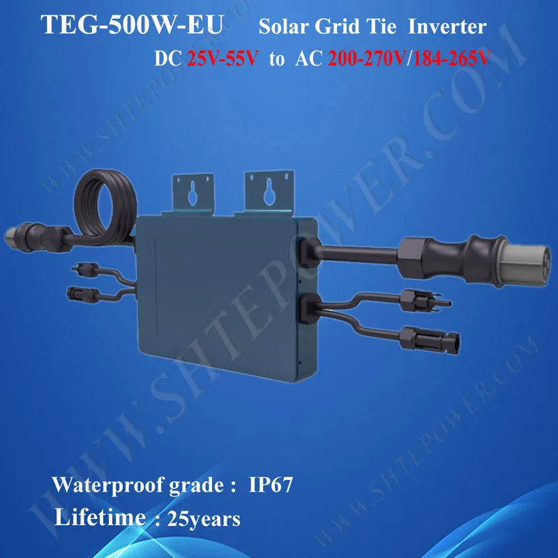 500W on grid tie solar PV inverter with IP67 waterproof function dc 25-55v input to ac 184-265V output
500W on grid tie solar PV inverter with IP67 waterproof function dc 25-55v input to ac 184-265V output