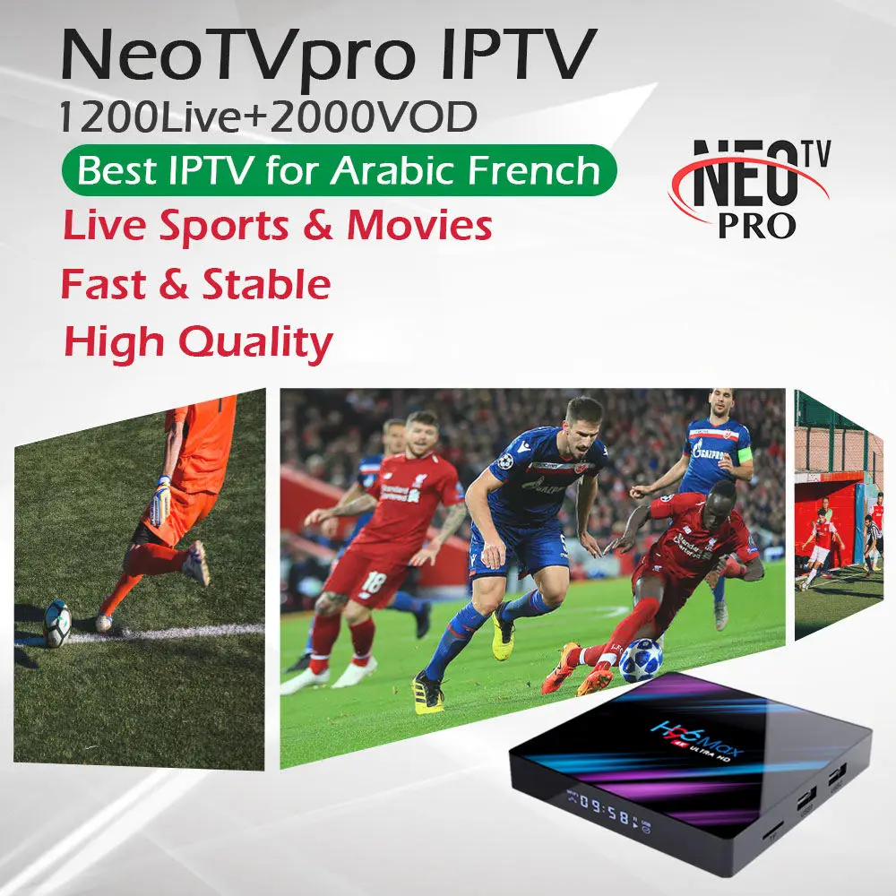 NeoTV Subscription French Arabic IPTV+H96 Max Android 9.0 TV Box RK3318 Quad-Core 4G/64G 4K Dual Wifi BT4.0 HDMI 2.0 Set Top Box
NeoTV Subscription French Arabic IPTV+H96 Max Android 9.0 TV Box RK3318 Quad-Core 4G/64G 4K Dual Wifi BT4.0 HDMI 2.0 Set Top Box