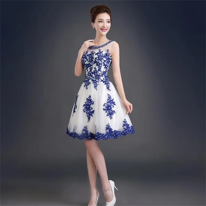 2017 New White Evening Dresses with Blue Appliques Fashion Bride Gown Short Ball Prom Party Homecoming/Graduation Formal Dress
2017 New White Evening Dresses with Blue Appliques Fashion Bride Gown Short Ball Prom Party Homecoming/Graduation Formal Dress