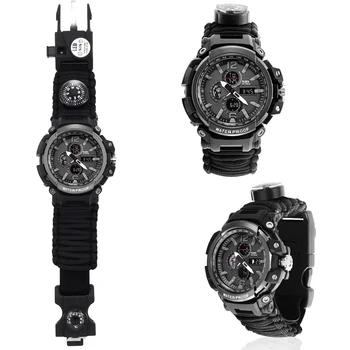 Outdoor Survival Paracord Watch Camping Multi-functional Survival Watch Compass Thermometer Rescue Rope Tactical Paracord Tools
Outdoor Survival Paracord Watch Camping Multi-functional Survival Watch Compass Thermometer Rescue Rope Tactical Paracord Tools