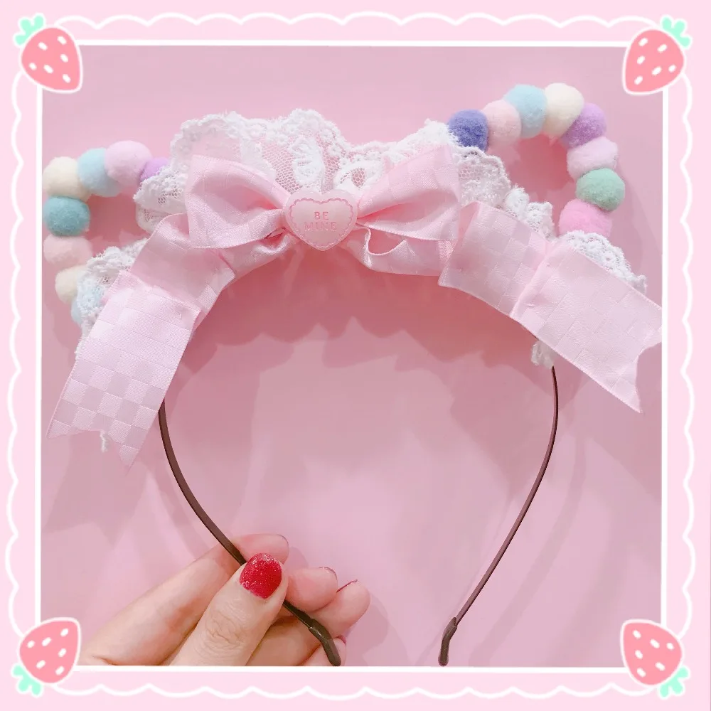 Cute Lolita Plush Ball Cat &Rabbit Ears Hair Accessories Women's KC Headwear Bow Lace Decorate Heart Cosplay Headband Headdress
Cute Lolita Plush Ball Cat &Rabbit Ears Hair Accessories Women's KC Headwear Bow Lace Decorate Heart Cosplay Headband Headdress